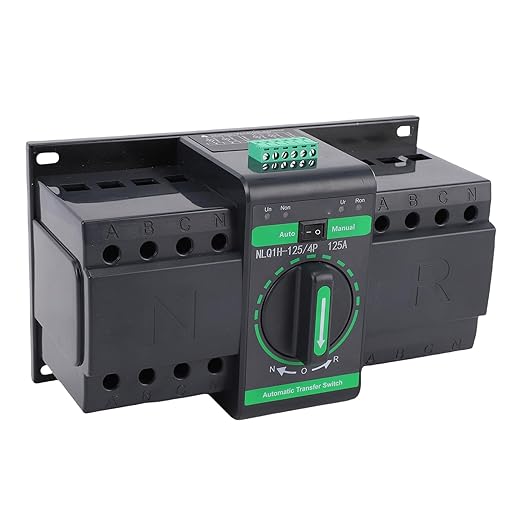 Automatic Transfer Switch Generator Changeover Switch WALFRONT 125A 4P PC Grade Isolation ATS 2 in 1 Out Manual Suitable for Home Electricity