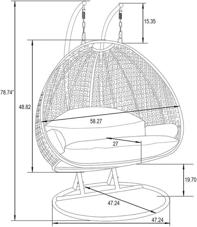 LeisureMod 2 Person Hanging Egg Chair Indoor Outdoor Patio Lounge Swing with White Stand &amp UV-Resistant Cushions Hammock Chair for Bedroom &amp Garden Dark Green