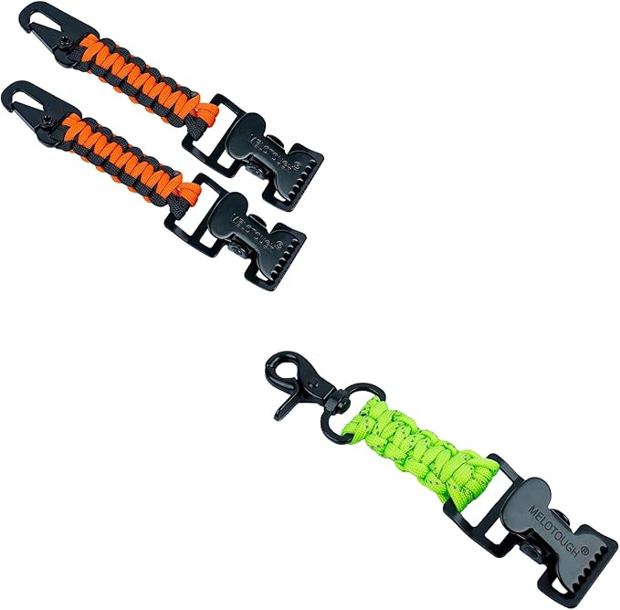MELOTOUGH Tactical Glove Clip Braided Paracord Work Glove Holder Clip for Tactical Backpack Tool Belt Outdoor Accessary (Orange&amp Lime)