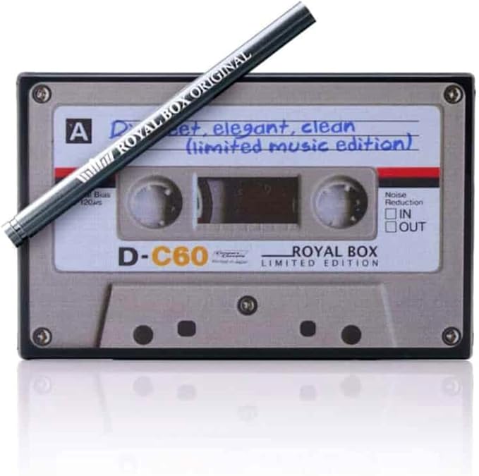 Generic Original Black Royal Box Cassette Black 8 Compartment Snuff Wallet Box with Built in 3 Metal Alloy Straw