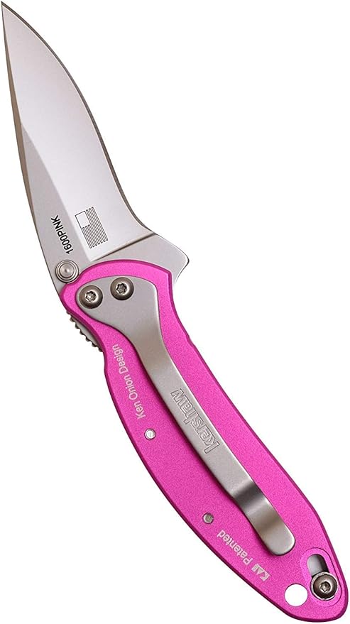 Kershaw Chive Pink Pocket Knife 1.9 420HC Steel Blade 410 Stainless Steel Handle Assisted Opening with Flipper Small EDC