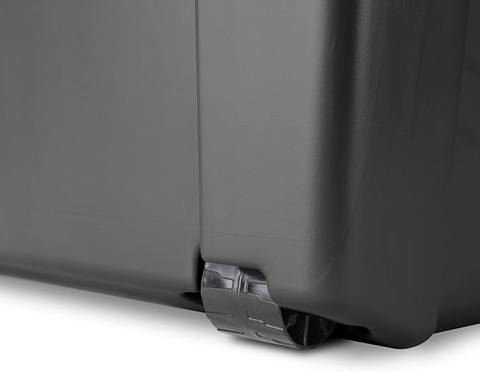 16 Gallon Heavy Duty Plastic Footlocker Storage Trunk Storage Container with Sturdy Handles and Durable Wheels (Black)