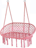 Hammock Chair 2 Seat with 2 Sets of Suspension Accessories Hanging Cotton Ropes Metal FrameSwing Hanging Chairfor Hammock Stand (c)