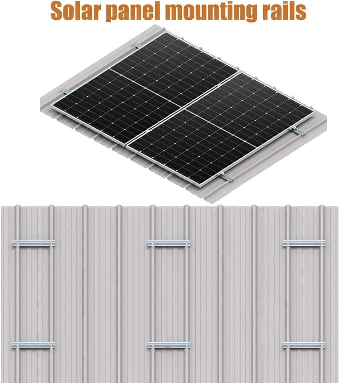 Solar Panel Mounting Brackets Rails Kit Aluminium Solar Panel Brackets for Metal Roof Tin Roof Flat Roof Sheet Roof RV Silver (1-2 Solar Panels )