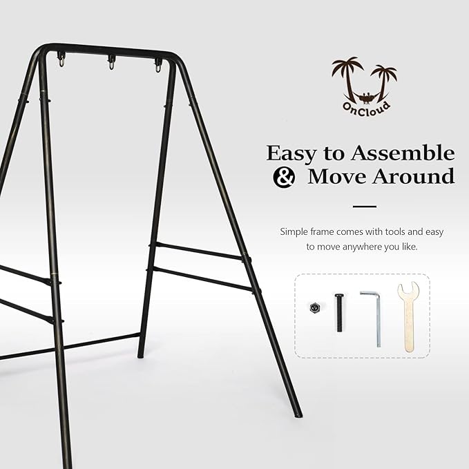 ONCLOUD Upgraded Hammock Chair Stand Metal Swing Stand Frame Heavy Duty Steel Hammock Stand Only for Porch Backyard Indoor or Outdoor Antique Bronze Finish