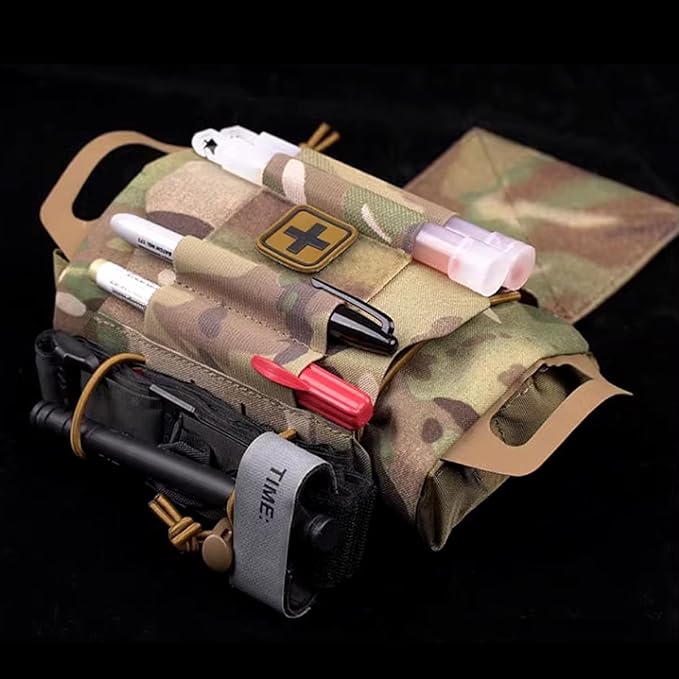 Tactical Medical IFAK Pouch Rapid/Quick Deploy First Aid Pouch Kit Hook and Loop Pack Emergency Survival Bag Two-Piece System Medical Roll Carrier Handle Outdoor Sport Emergency Hunting Bag