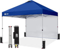 CROWN SHADES 10x10 Pop Up Canopy with 1 Side Wall - Beach Tent with One Push Setup - Outdoor Sun Shade for Events Parties Camping - Gazebo with STO-N-Go Cover Bag (Navy Blue)