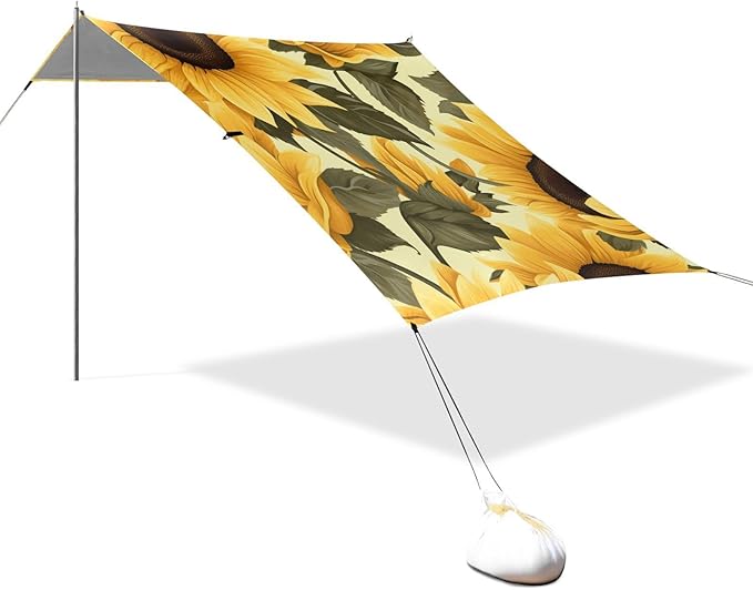 ALAZA Stylish Yellow Sunflower Beach Tent Sun Shelter Portable Canopy Sunshade for Outdoor Camping Picnics Backyard Fun 10x9 ft