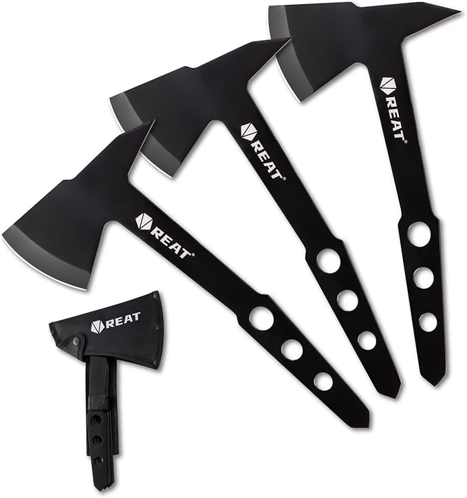 REAT Throwing Axes Set with Sheath 3 Piece10.5 Throwing HatchetBack Yard Throwing GameRecreationCompetitionGifts for MenWomen