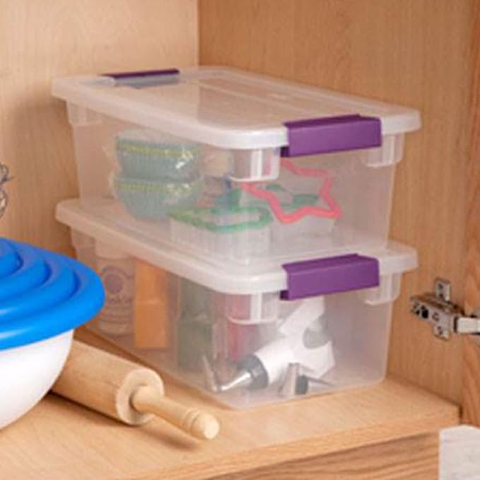 Sterilite 15 Quart Clear Plastic Storage Container Tote 12 Pack and 6 Quart Clear Plastic Storage Container Bins 12 Pack with Lids for Organization