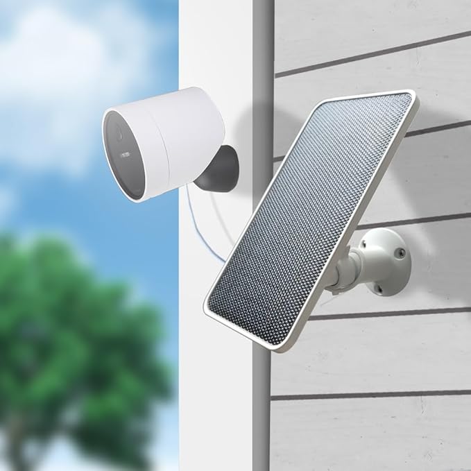 JJMASEE Solar Panel for SimpliSafe Outdoor Security Camera and Series 2 Waterproof Solar Charger for SimpliSafe Outdoor Camera with 13FT Cable &amp 360° Adjustable Aluminum Alloy Mount (1 Pack)