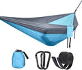 Double Camping Hammock Portable Indoor Outdoor Tree Hammock with 2 Hanging StrapsLightweight Nylon Parachute Hammocks for Backpacking Travel(Sky blue/Grey)