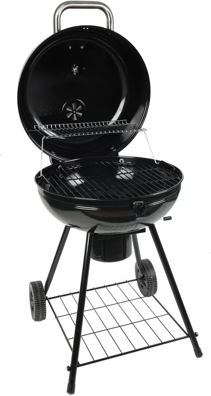 Grill Boss Charcoal Kettle Grill with Large 22-Inch Cooking Area - Includes Warming Rack Bottom Storage Shelf Ash Catcher &amp Wheels for Outdoor BBQ Tailgating Camping &amp Backyard Grilling