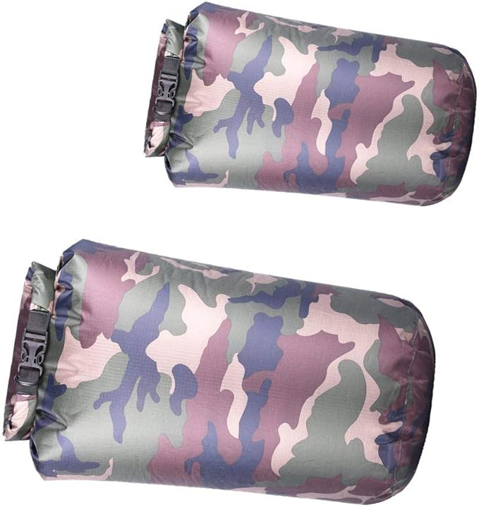 12L &amp 6L Camo Waterproof Dry Bag - Roll Top Compression Sack for Kayaking Beach Rafting Boating Hiking Camping Fishing