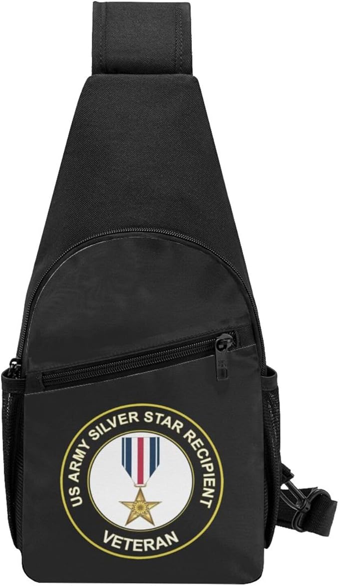 US Army Silver Star Recipient Veteran Chest Pack Leisure Shoulder Crossbody Chest Bag