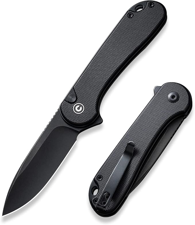 CIVIVI Elementum II Pocket Folding Knife 2.96 Nitro-V Steel Blade G10 Handle Utility Knife with Deep Carry Pocket Clip for Camping Hiking Hunting C18062P-1