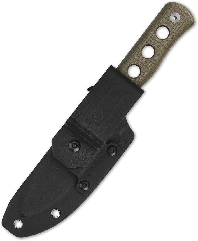 QSP Canary Fixed Blade Knife 4.25 DC53 Stonewash Blade Hunting Knives with Kydex Sheath Green Texture Micarta Handle EDC Knife for Camping Outdoor Hiking Survival