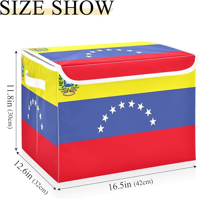 Venezuela 8 Stars Flag Bolivarian Republic Of Venezuela Storage Containers with Lids Foldable Closet Organizers Quart