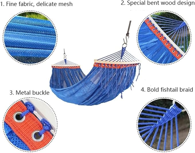 Portable Hammock Portable Double Hammock Anti-Rollover Mesh Breathable Mesh Leisure Can Withstand Weight 250kg for Backpacking Beach (Color : Green)