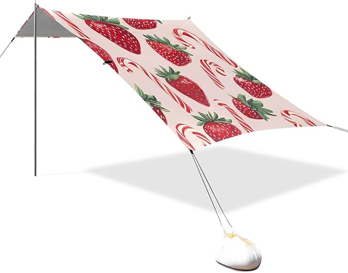 ALAZA Strawberry Candy Pattern Beach Tent Sun Shelter Portable Canopy Sunshade for Outdoor Camping Picnics Backyard Fun 10x9 ft