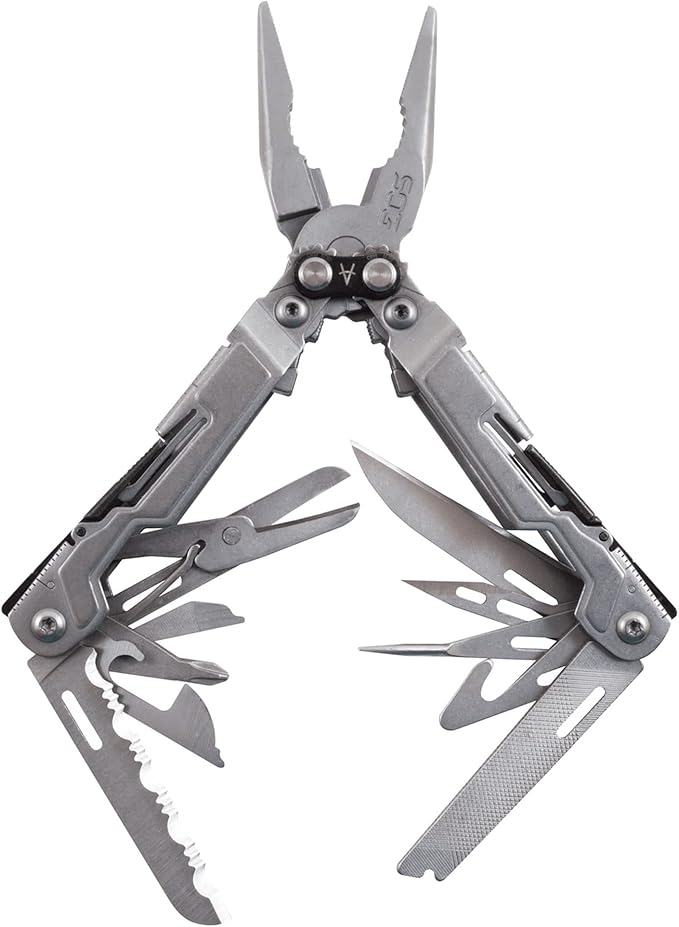 SOG PowerPint Mini Compact Stainless Steel Multi-Tool |18 Lightweight Specialty Tools &amp SOG Multitool Pliers Pocket Knife Stone Wash