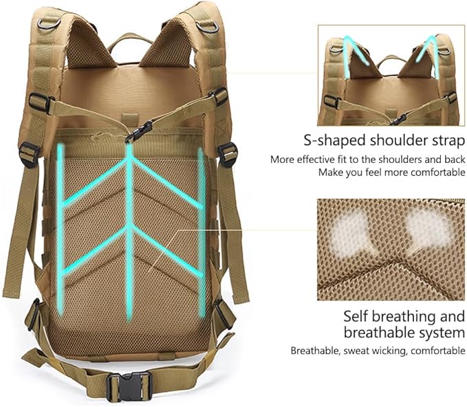 Military Tactical Backpack 3 Day Assault Pack Army Molle Bag Backpacks Rucksack 35L (Jungle Digital)