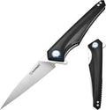 Harnds Qingluan Folding Knife with Pocket Clip D2 Steel Blade 3.54'' and G10 Handle Outdoor Adventure knife EDC Camping Knife (Black)