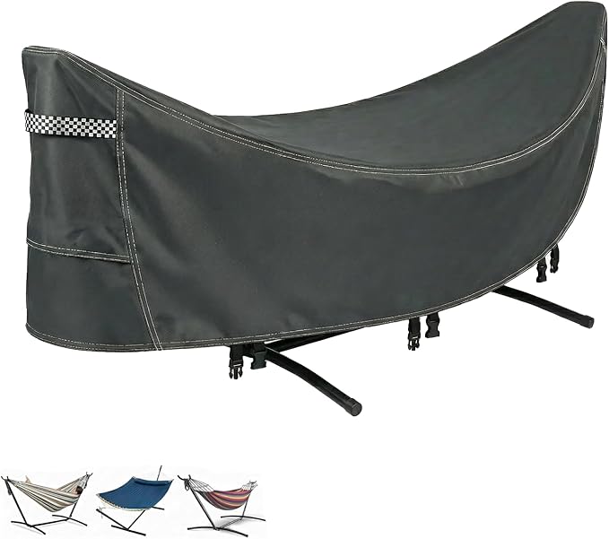 Deosk Hammock Cover Waterproof &amp Windproof Hammocks Covers-Heavy Duty 420D Oxford Fabric Hammocks Stand Protective Covers With Adjustable Drawstring Buckles Handle Universal Size(Black)