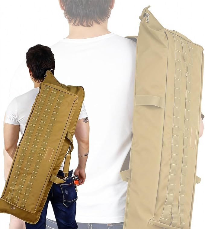 100cm Soft Gear Case Tactical Long Bag with Lockable Zipper and Backpack Strap for Outdoor Hunting 900D Oxford Rod &amp Golf Club Carrier MOLLE System