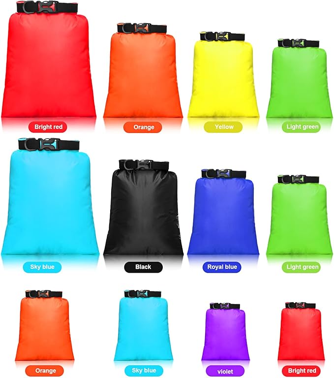 Shappy 6/12 Pcs Waterproof Dry Bags Lightweight Outdoor Waterproof Dry Stuff Sacks 15/8/5/4/3/2 L and Long Adjustable Shoulder Strap for Kayaking Rafting Boating Hiking Camping
