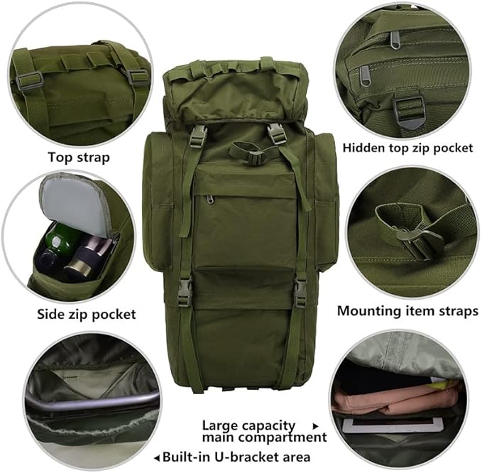 Tactical Backpack Military Molle Hiking 56-75L Hiking sports camouflage tactical outdoor hiking bag army green