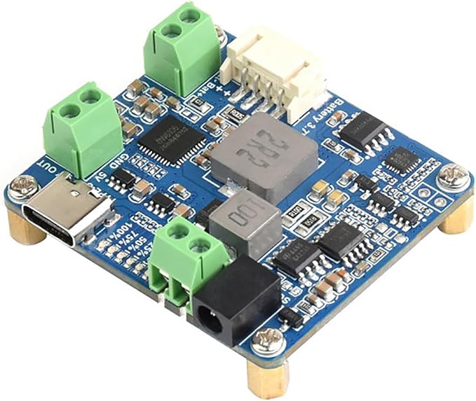 Solar Power Manager Module (D) Fits Raspberry Pi/Jetson Nano/Arduino Supports Type-C Power Adapter or 6V~24V Solar Panel with Battery Holder (Not Include 18650)