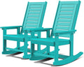 GREENVINES Outdoor Rocking Chairs | Set of 2 | Porch Rocker | HDPE Plastic | Aqua | Oversized Rockers | High Back | Big &amp Tall | Ladder Back | for Patio Outside Backyard Balcony Garden