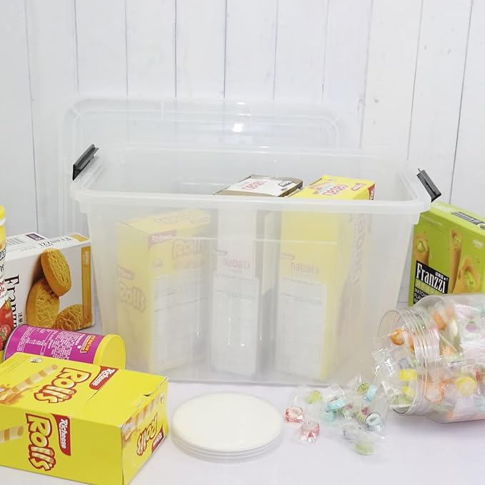 Wekioger 22 Quart Plastic Container Box with Lid Set of 4 Latching Storage Bin with Handle Clear