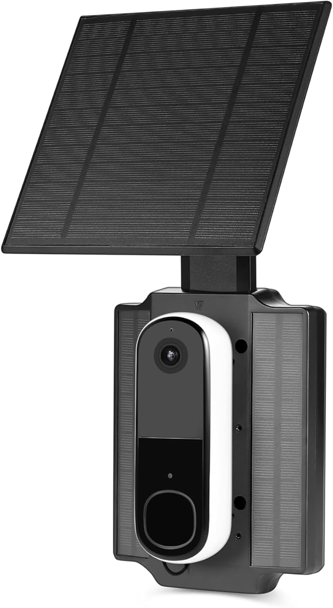Wasserstein Doorbell Solar Charger with Built-in Battery Compatible with Arlo Video Battery Doorbell 2K (2nd Gen) WYZE Wireless Duo Cam &amp eufy E340/C30/C31 Doorbell (2.5W)