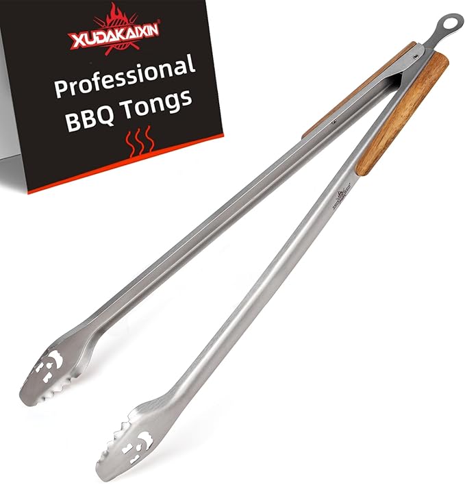 XUDAKAIXIN Fire Pit Tongs 32-inch Super Long for Loading WoodBBQ with Extended Luxurious Acacia Handle for Fire Pits Fire RingsCampfires and Fireplaces Outdoor or Indoor ﻿