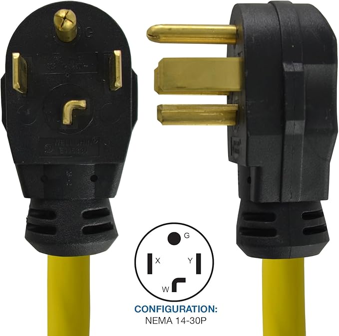 Conntek 14330 1.5-Foot Adapter 30 Amp NEMA 14-30P 4 Prong Male Plug To 30 Amp 125/250 L14-30R Volt Locking Female Connector
