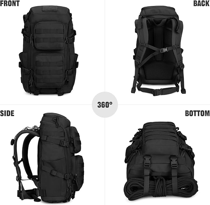 45L Tactical Backpack Military Molle Backpack with 17 Laptop Compartment Survival Large Hiking Travel Rucksack for Outdoors