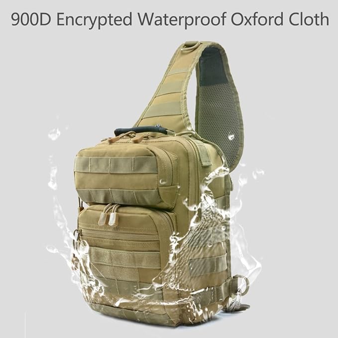 Outdoor Tactical Sling Bag Pack Military Sport Shoulder Sling Backpack EDC Molle Assault Bag for Every Day Carry (Black)