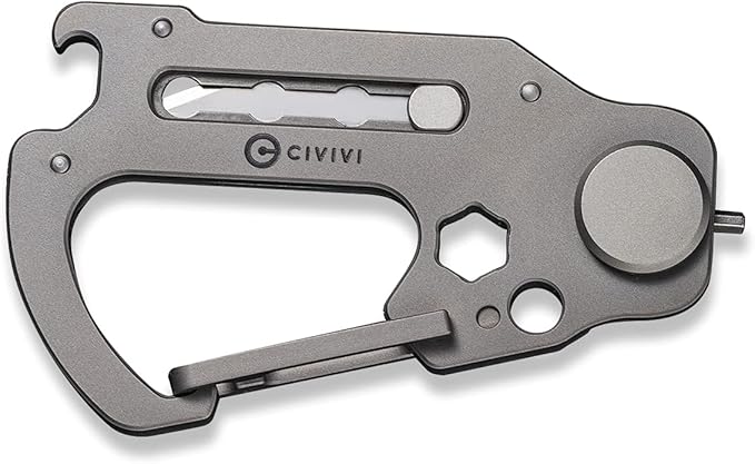 CIVIVI Polymorph Titanium Carabiner Multi-Tool with Utility Blade Bottle Opener Screwdriver C20045-1