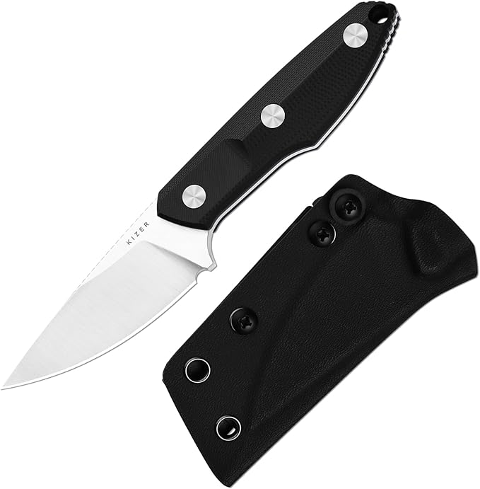 Kizer Splinter Fixed Blade Knife 3.15 AEB-L Blade Black &amp Brown G10 Handle Small EDC Fixed Blade Knife with Kydex Sheath for Hunting Camping Survival Outdoor Adventure 1087A1