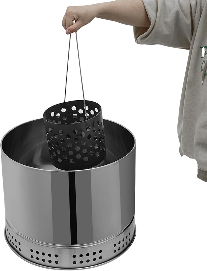 2-in-1 Vertical Smoker Barrel Grill Portable Charcoal BBQ 360° Smokeless Stainless Steel BBQ Grill Barrel for Outdoor Barbecue Camping And Backyard Cooking (Large-50 Skewers)