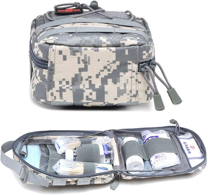 Outdoor Sports Airsoft Gear Molle Assault Combat Hiking Bag Accessory Camouflage Kit Pack Tactical Medical Pouch - DW