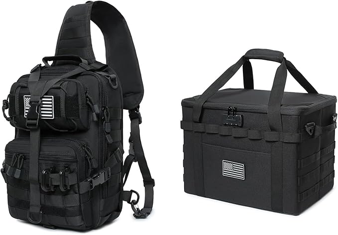 Tactical Sling Backpack and 38L Camping Storage Bag with Combination Lock