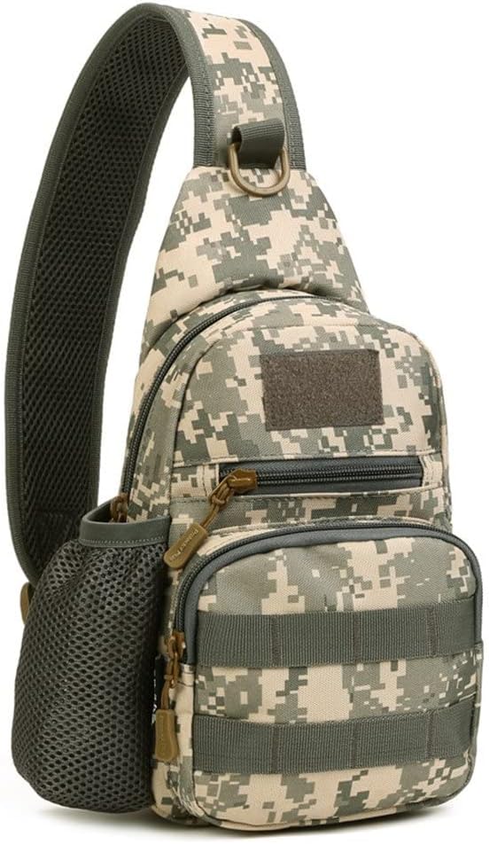 UNISTRENGH Tactical Sling Bag Chest Pack Molle Daypack iPad Mini Military Shoulder Bag Crossbody Duty Gear Backpack (ACU Camouflage)