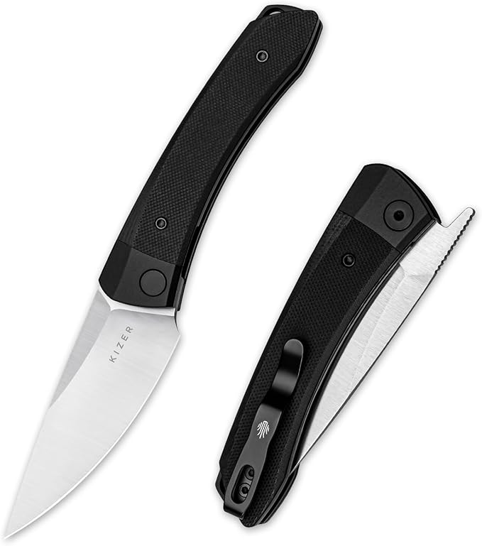 Kizer Mini Momo EDC Pocket Knife 3.2” Nitro V Blade Pocket Folding Knife with Aluminum+G10 Handle Front Flipper EDC knife with Pocket Clip for Men Women Camping Hunting Survival Knives V3663M1