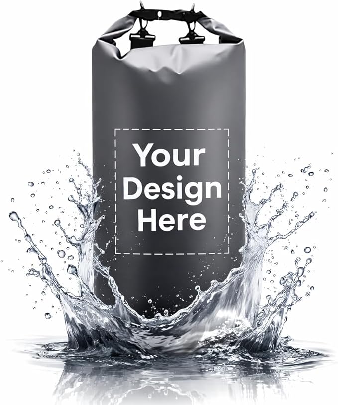 Custom Waterproof Dry Bags - Personalized 5L/10L/20L/30L Floating Lightweight Bags for Kayaking/Fishing/Camping Customizable with Club Logo (Multiple Colors) (Gray)