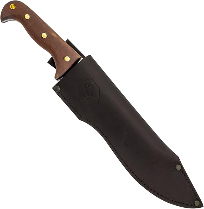 Condor Tool &amp Knife Moonshiner Bushcraft Knife - 1075 High-Carbon Steel Blade - Full-Tang Construction - Walnut Handle - Handcrafted Leather Sheath - Ideal for Bushcraft Camping &amp Survival