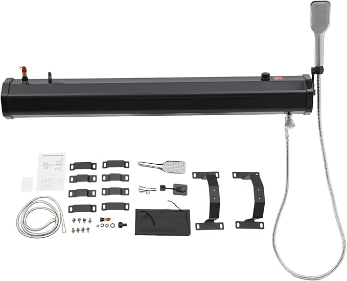 4.76-8Gal Outdoor Roof Rack Water TankRoof Rack Mount Road Showerwith 5.58ft Water Hose &amp Shower HeadPortable Camping Shower for Vehicle Truck SUV Sedan RV