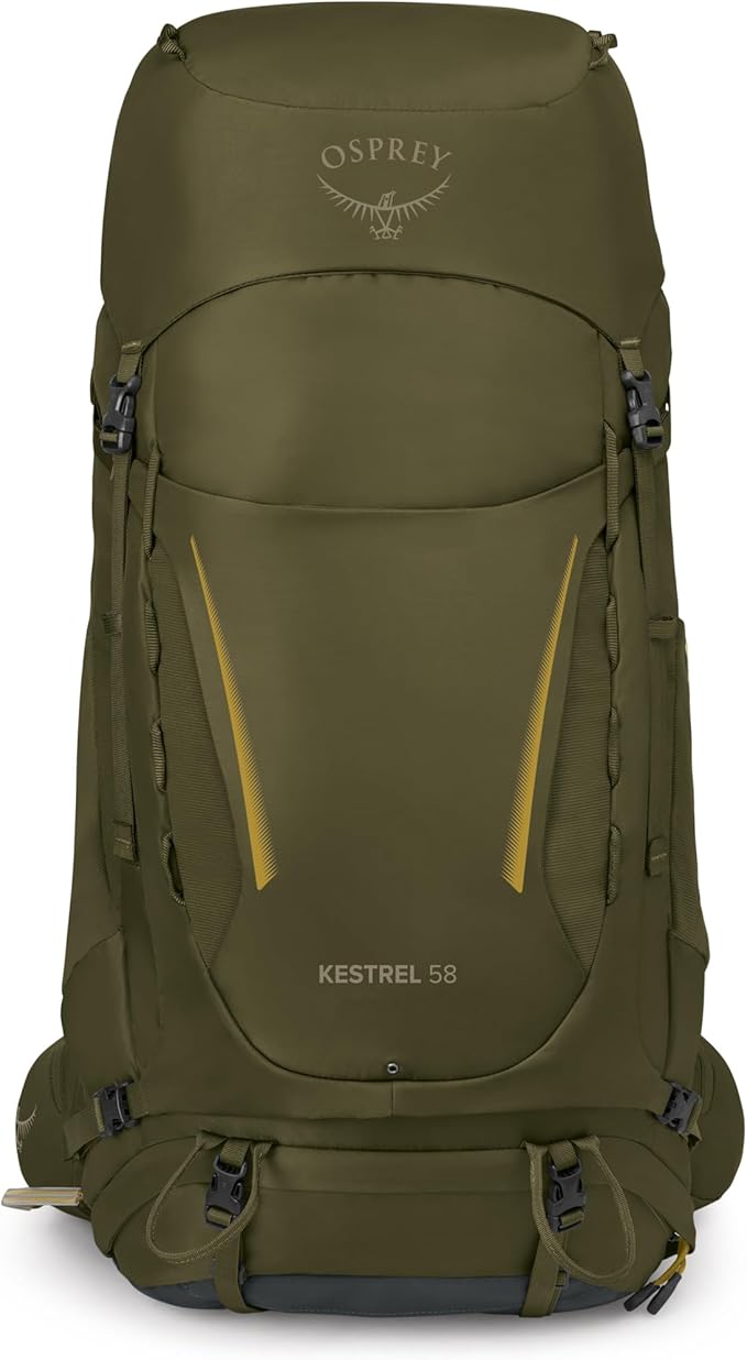 Osprey Kestrel 58L Men's Backpacking Backpack - Hiking &amp Camping Bag with Waterproof Raincover Moss Green Large/X-Large